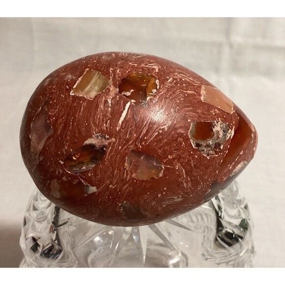 Mexican Fire Opal Egg Solid Stone Easter Egg Decor Paperweight Polished - Picture 5 of 14